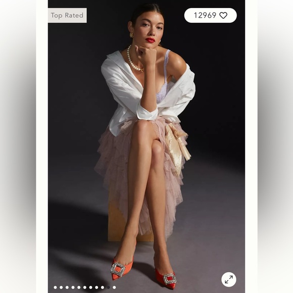 Anthropologie The Chéri Ruffled Tulle Midi Skirt light Purple Color